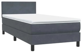 Κρεβάτι Boxspring με Στρώμα Σκούρο Γκρι 90x220 εκ. Βελούδινο - Γκρι