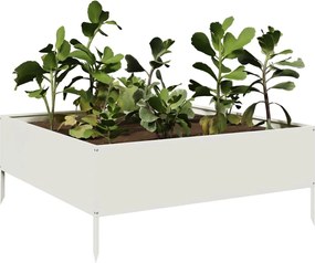 vidaXL Ζαρντινιέρα Υπερυψωμένη Λευκό 100x100x25 εκ. Ατσάλι