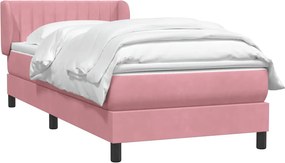 vidaXL Box Spring κρεβάτι με στρώμα ροζ 90x210 εκ. Βελούδινο