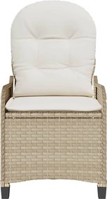 vidaXL Ανακλινόμενη πολυθρόνα Μπεζ 56 x 66 x 95 εκ συνθετικό ρατάν