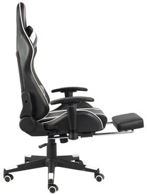 vidaXL Καρέκλα Gaming Περιστρεφόμενη με Υποπόδιο Λευκή από PVC