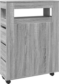 vidaXL Ντουλάπι Μπάνιου Στενό με Ροδάκια Γκρι Επεξεργασμένο Ξύλο