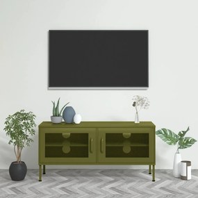 Έπιπλο Τηλεόρασης Πράσινο Λαδί 105x35x50 εκ. από Ατσάλι - Πράσινο