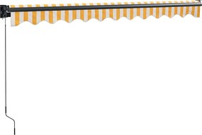 vidaXL Τέντα Πτυσσόμενη Κίτρινη/Λευκή 3 x 2,5 μ. Ύφασμα και Αλουμίνιο