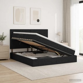 vidaXL LED Κρεβάτι αποθήκευσης με στρώμα Μαύρο 160 x 200 cm Ύφασμα