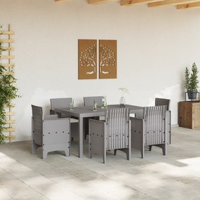 vidaXL Σετ Τραπεζαρίας Κήπου 7 Τεμαχίων με Μαξιλάρια Ελαφρύ Γκρι Πολυ Ρατάν