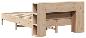 vidaXL Κρεβάτι Βιβλιοθήκη Χωρίς Στρώμα 120x190 εκ Μασίφ Ξύλο Πεύκου