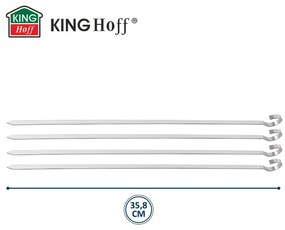 Σετ από 4 χαλύβδινα σουβλάκια Kinghoff KH 1914, 36 cm, Αιχμηρή άκρη, Λαβή με καμπύλη, Inox
