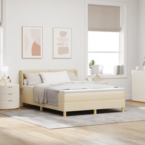 vidaXL Κρεβάτι Box Spring με Στρώμα , Κρεμ, 140x190 εκ, Ύφασμα