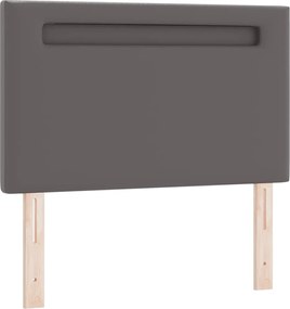 vidaXL LED κεφαλάρι Γκρι 90 cm Τεχνητό Δέρμα