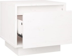 vidaXL Κομοδίνο Λευκό 35 x 34 x 32 εκ. από Μασίφ Ξύλο Πεύκου