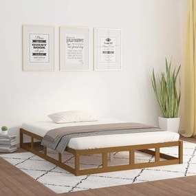 vidaXL Σκελετός κρεβατιού Honey Brown 150x200 cm King Size Μασίφ Ξύλο