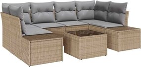 vidaXL Σετ Καναπέ Κήπου 8 pcs Μπεζ και Γκρι συνθετικό ρατάν