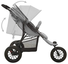 vidaXL Καρότσι Μωρού Ανοιχτό Γκρι Ατσάλινο