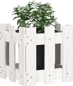 vidaXL Ζαρντινιέρα με Σχέδιο Φράχτη Λευκή 30x30x30 εκ. Μασίφ Πεύκο