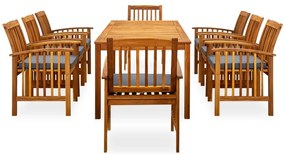 vidaXL Σετ Τραπεζαρίας Κήπου 9 τεμ. Μασίφ Ξύλο Ακακίας με Μαξιλάρια
