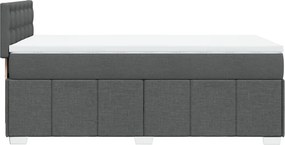 vidaXL Κρεβάτι Boxspring με Στρώμα Σκούρο Γκρι 90x190 εκ. Υφασμάτινο
