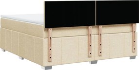 vidaXL Κρεβάτι Boxspring με Στρώμα Κρεμ 180x200 εκ. Υφασμάτινο