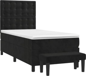 vidaXL Κρεβάτι Boxspring με Στρώμα Μαύρο 100x200 εκ. Βελούδινο