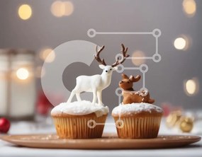 Intra Συλλεκτικό Ξύλινο Παζλ Plywood  4mm - Cupcakes με ειδώλια ελαφιών σε ένα γιορτινό τραπέζι Σε Ξύλινο Κουτί - Διαστάσεις: 10x10 cm – 25 κομμάτια