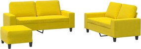 vidaXL Σετ Σαλονιού 3 Τεμαχίων Αν. Κίτρινο Υφασμάτινο