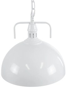 GloboStar® LARKIN 01174 Vintage Κρεμαστό Φωτιστικό Οροφής Μονόφωτο 1 x E27 Λευκό Μεταλλικό Καμπάνα Φ31 x Y30cm