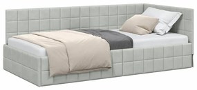 vidaXL Κρεβάτι Γωνίας με κεφαλάρι Ανοιχτό γκρι 90 x 190 cm Βελούδο