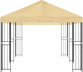 vidaXL Κιόσκι με Πλαϊνές Τοίχους 6 x 3 m Κρεμ Πολυεστέρας και Χάλυβας