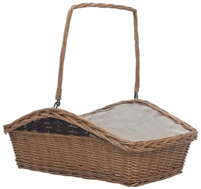 286989 Firewood Basket with Handle 61,5x46,5x58 cm Brown Willow - Καφέ