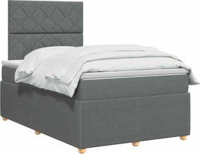 vidaXL Κρεβάτι box spring με στρώμα Σκούρο Γκρι 120 x 200 cm Ύφασμα