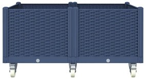 vidaXL Ζαρντινιέρα Κήπου με Ροδάκια Μπλε Γκρι 100x80x54εκ. Πολυπροπυλένιο
