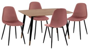 Σετ τραπεζαρίας ALIZA C21201 5 τμχ. από MDF TOP - Βελούδο Σάπιο Μήλο &amp; Μέταλλο Μαύρο 120x80x74 εκ.