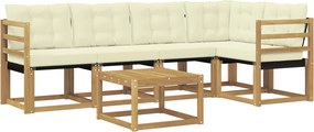 vidaXL Σειρά Καναπέ Εξωτερικού με μαξιλάρι 6 pcs Λευκό και Κρεμ