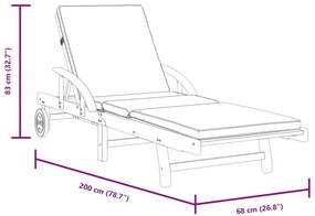 vidaXL Ξαπλώστρες με Μαξιλάρια 2 τεμ. 200x68x83 εκ. Μασίφ Ξύλο Ακακίας