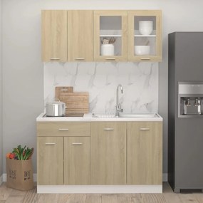 vidaXL Σετ Ντουλάπια Κουζίνας 4 Τεμαχίων Sonoma Δρυς Μοριοσανίδα