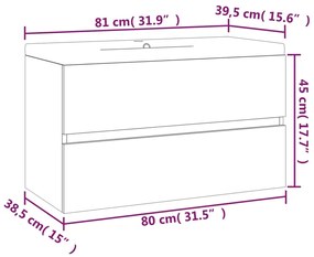 vidaXL Ντουλάπι Μπάνιου με Νιπτήρα Γκρι Sonoma από Επεξεργασμένο Ξύλο