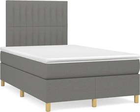 vidaXL Κρεβάτι Boxspring με Στρώμα Σκούρο Γκρι 120x190 εκ Υφασμάτινο