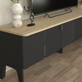 Έπιπλο τηλεόρασης Pedro ανθρακί-rota oak 180x35x50εκ