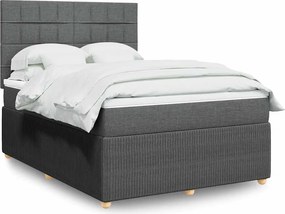 vidaXL Κρεβάτι Boxspring με Στρώμα Σκούρο Γκρι 140x200 εκ Υφασμάτινο