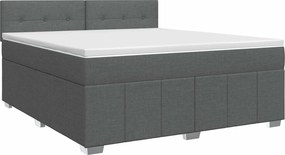 vidaXL Κρεβάτι box spring με στρώμα Σκούρο Γκρι 140 x 190 cm Ύφασμα