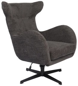 Πολυθρόνα Zefrina pakoworld περιστρεφόμενη ανθρακί ύφασμα με βάση σε μαύρη απόχρωση 77x82x100-107εκ