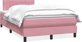 VidaXL Box Spring κρεβάτι με στρώμα ροζ 120x220 cm Βελούδινο
