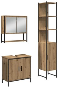 vidaXL Σετ Επίπλων Μπάνιου με ράφι 3 pcs Καφέ 33 x 33 x 185.5 εκ