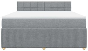 vidaXL Κρεβάτι Boxspring με Στρώμα Ανοιχτό Γκρι 180x200 εκ. Υφασμάτινο