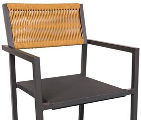 Τραπεζαρία Savor-Nares σετ 5τεμ ανθρακί αλουμίνιο και plywood-rattan σε φυσικό χρώμα 140x80x72.5εκ 140x80x72.5 εκ.