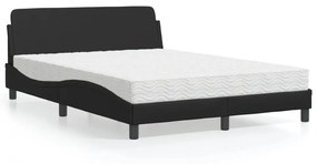 Κρεβάτι με Στρώμα Μαύρο 140x200 εκ. από Συνθετικό Δέρμα