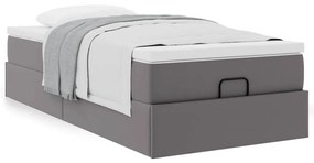 Οθωμανικό κρεβάτι με στρώμα Γκρι 90x190cm Faux Leather