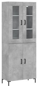 vidaXL Ντουλάπι Γκρι Σκυροδέματος 69,5x34x180 εκ. Επεξεργασμένο Ξύλο