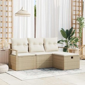 vidaXL Σετ Καναπέ Κήπου 4 pcs μπεζ και κρεμ 175 x 117 x 85 εκ.