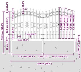 vidaXL Φράχτης κήπου Λευκό 165 cm Ατσάλι με Επικάλυψη Πούδρας